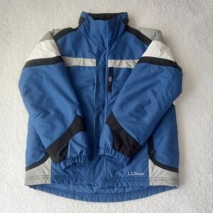 L.L Bean Hooded Winter Jacket Kids M 10-12 Blue Waterproof  Zip Pockets